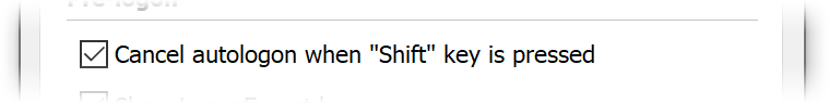 Shift key checkbox